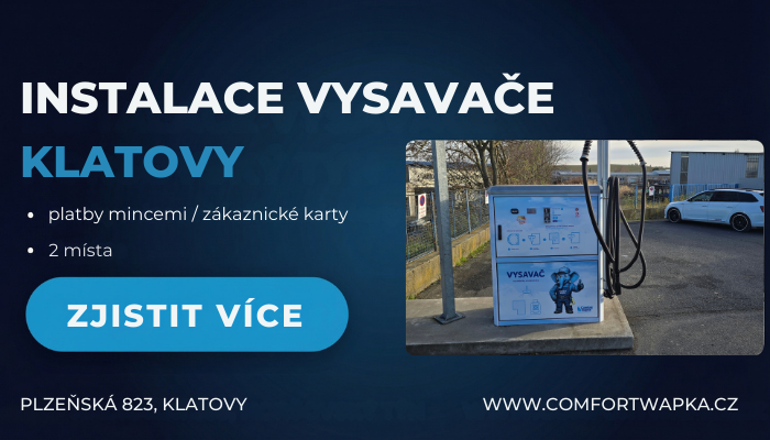 Klatovy: nový vysavač na myčce pro rychlý úklid interiéru