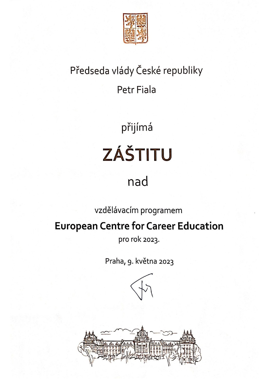 Prime Minister of the Czech Republic auspices for ECCEDU, 2023