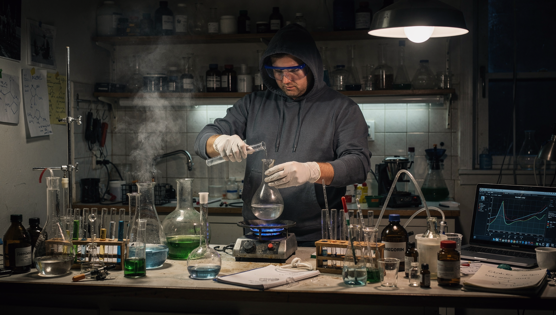 Chemik vyrobil za dva dny 50 kilo drog. Teď mu hrozí až 18 let vězení